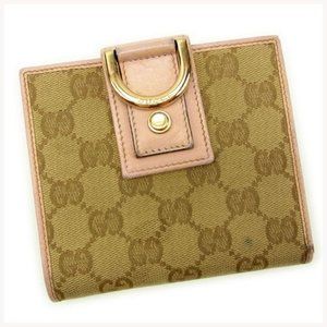 Authentic Gucci Wallet Purse Bifold GG Pink Beige Woman